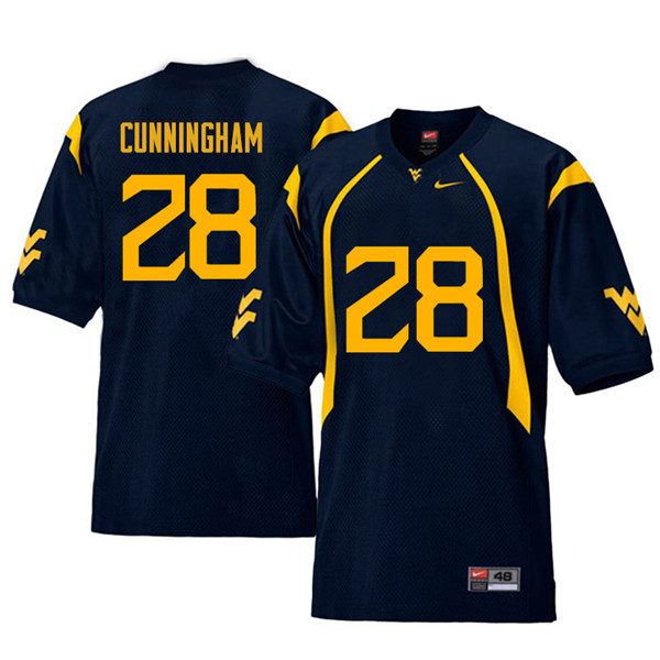 NCAA Men's Nunu Cunningham West Virginia Mountaineers Navy #28 Nike Stitched Football College Retro Authentic Jersey YJ23X43PI